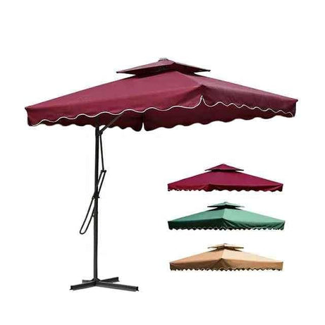 BEYOND SKY Luxury Side Pole Square Shape Outdoor Umbrella (10ft-Maroon) With 15kgs Stand Patio Holder Umbrella-Outdoor/Cantilever/Garden/Balcony