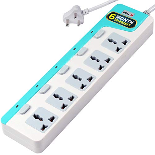 IBELL Sg505X 5 Way Spike Guard Extension Cord/Board With Cable Individual Switch, Led Indicator, Power 2500W, 10A Abs, 250 Volts (White)