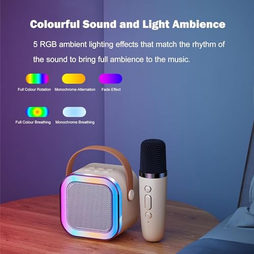 Forevermore Karaoke Machine for Kids Adults with Wireless Mics Portable Bluetooth Speaker & Dynamic Lights Birthday Gift for Girls, Boys & Toddlers Ages 4, 5, 6, 7, 8, 9, 10, 12+ Year Old Home Outdoor Travel