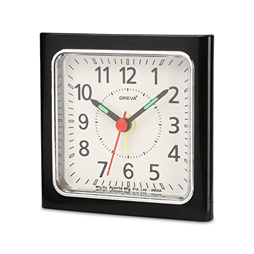 OREVA Bip Alarm Table Clock (Black Color 8.9 cm x 3.7 cm x 8.9 cm, AA3187)