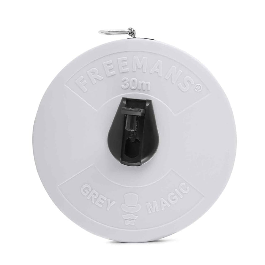 FREEMANS FM30 Grey Magic Fibreglass Measuring Tape - 30m/100ft With Unbreakable ABS Case || Durable Winding Mechanism Handle and Steel End Hook || Grey Color