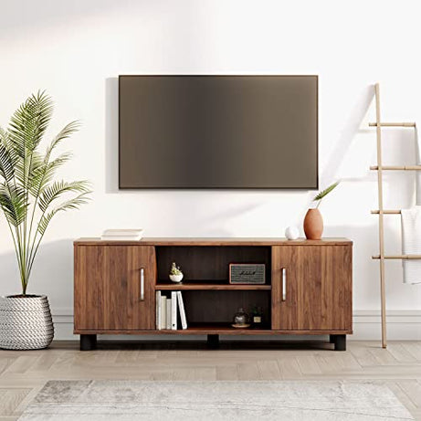 Wakefit TV Unit for Living Room | 1 Year Warranty | TV Cabinet for Living Room, TV Unit, TV Stand for Living Room, Engineered Wood Cabinet with 2 Door & Open Shelf Storage Upto 42'' (Fortnite, Brown)