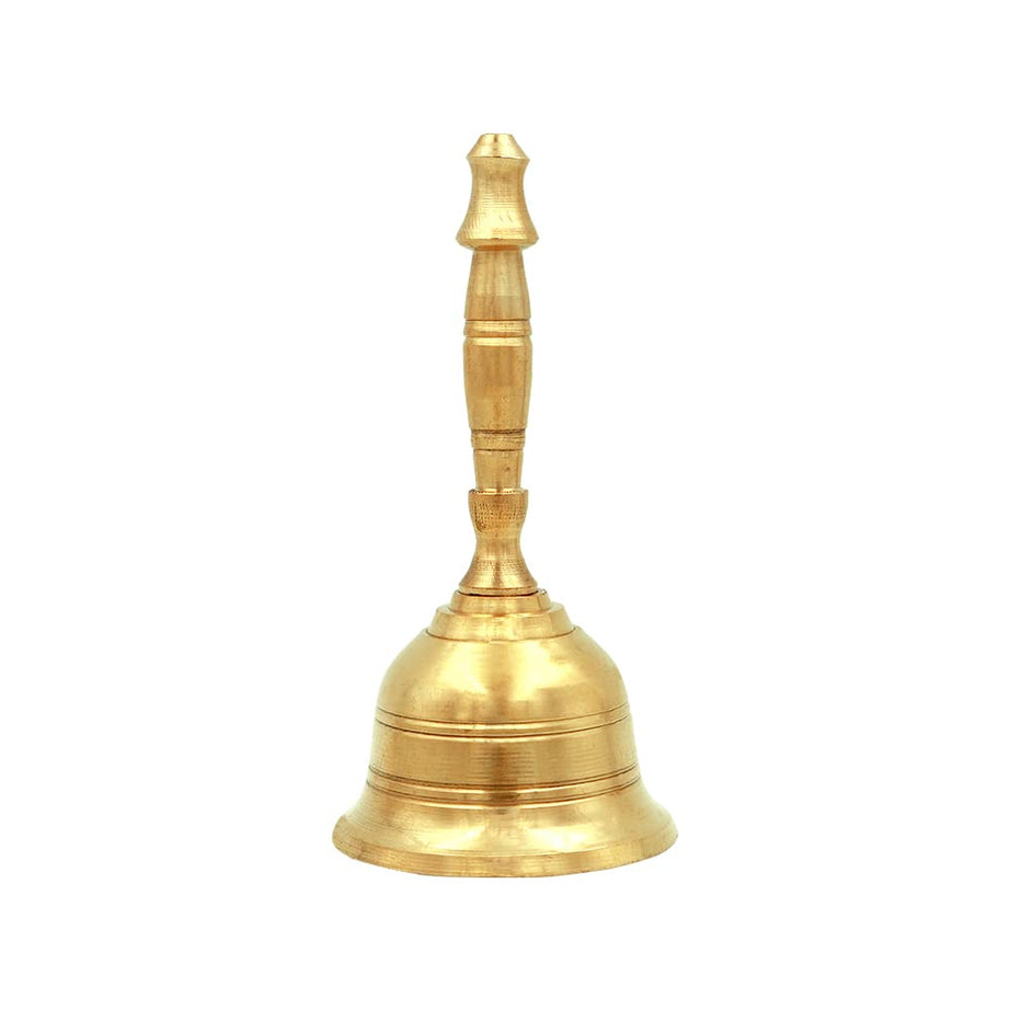 Shubhkart Nitya GOL Ghanti for Pooja & Other Rituals| Pure Brass Bell for House & Temple Prayers | Puja Mandir Bell for Arti | Traditional Puja Item (Medium Size 2, 9.5cm Height) – 110 GMS