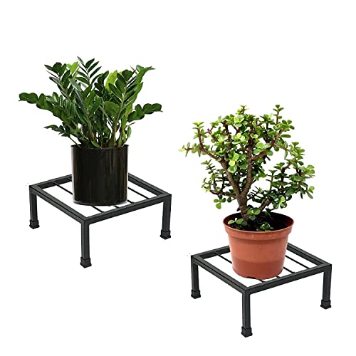 HOME DECO Metal Planters Square Shape Thick and Strong Leg |Black Stand Stylish Gamla Planters Perfect Stand For Planter indoor and Outdoor (25 CM Stand) (SET OF 2)