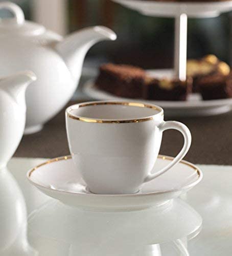 Home-Cart Bone China Tea Cup and Saucer 12-Pieces (Color-White & Gold) Set Size-160ml