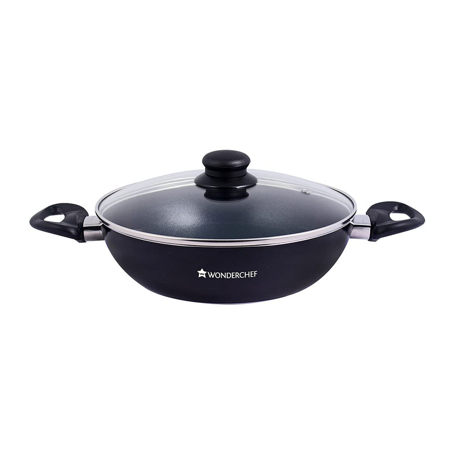 Wonderchef Ultra Aluminium Non-Stick Wok - 24cm, 2.7L, 2.7mm, Black