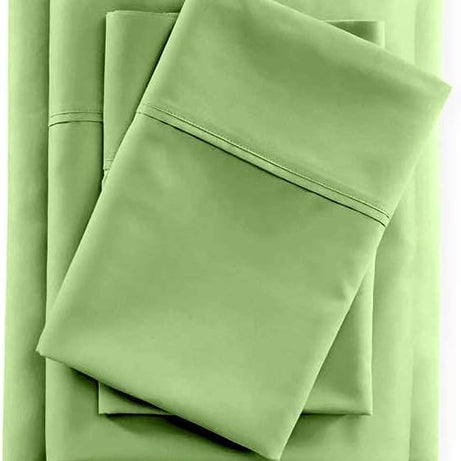 600 Thread Count- Luxurious 6 Piece Bedding Set- Super Soft Bedsheet Set includes- Flat Sheet, Fitted Sheet with 10" Snug Fit & 4 Pillow Cover- 100% Cotton Bedsheet Set-Sage Solid,King Size