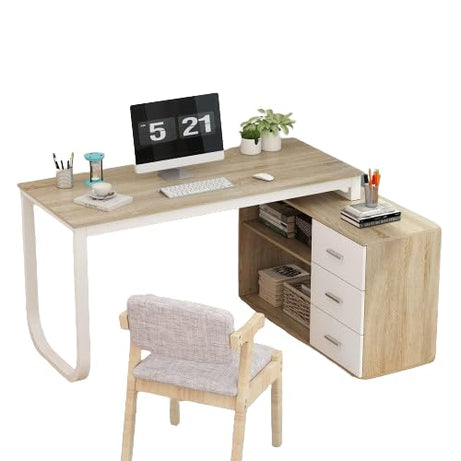 TEKAVO Executive Table for Office | L shaped director desk | Manager cabin desk with Storage drawers| 140 cm | DIY