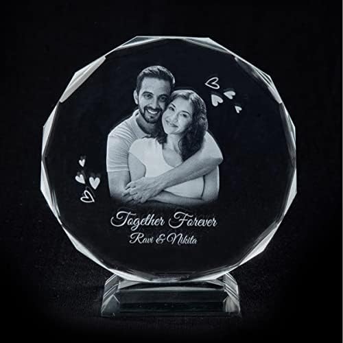 CrazzyGIFT.com Fully Customized Gifts For Men | Personalized Gifts For Anniversary | 3D Photo Crystal | Handcrafted Personalized Gift with White LED Light (Anniversary)