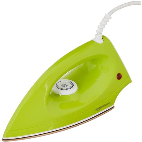 Amazon Basics 1000 Watt Dry Iron with Ergonomic Hand-Grip (Green)