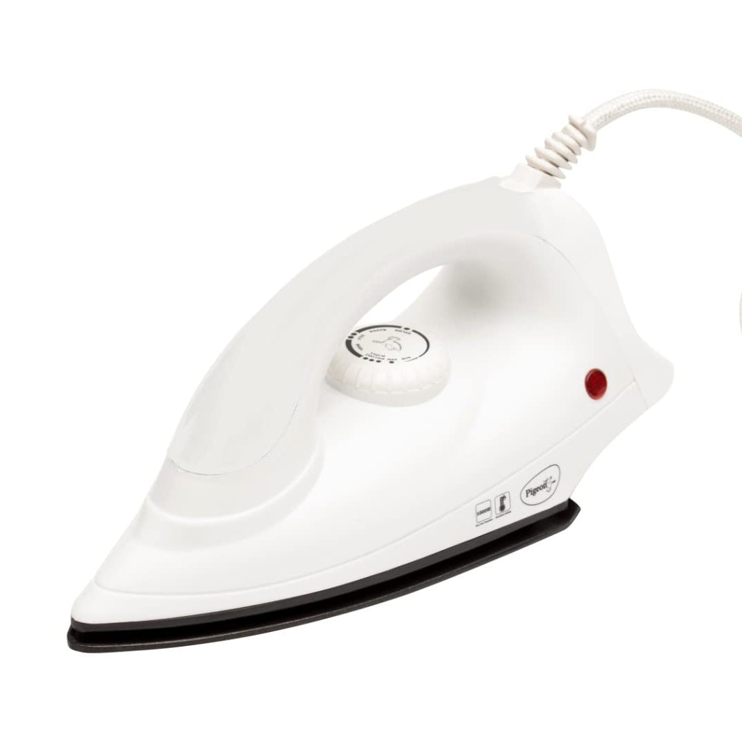 Pigeon by Stovekraft Ivory Dry Iron for Clothes | 1000 Watt | Instant Heat | Nonstick Base Plate | 360 Degree Easy Swivel Cord | Travel Iron | Press Iron | 1 Year Warranty