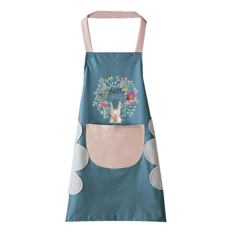 K.B. SALES Kitchen Aprons for Women - Waterproof Cooking Apron with Pocket - Oil Proof, Adjustable, and Comfortable Apron for Home, Kitchen, Garden, Restaurant (Blue)