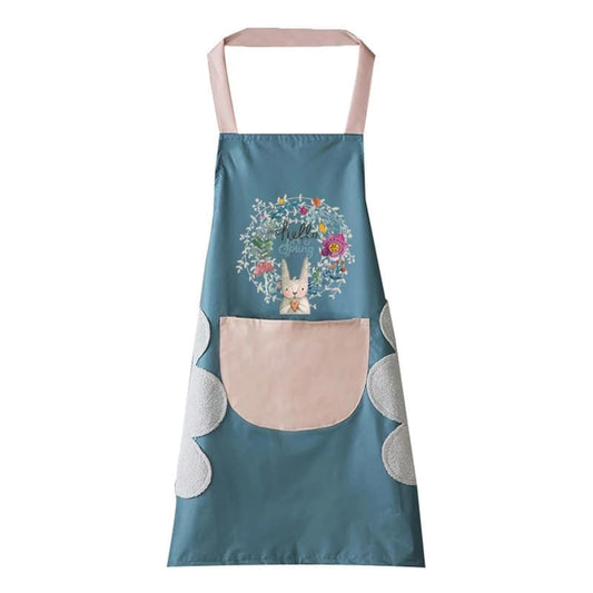 K.B. SALES Kitchen Aprons for Women - Waterproof Cooking Apron with Pocket - Oil Proof, Adjustable, and Comfortable Apron for Home, Kitchen, Garden, Restaurant (Blue)