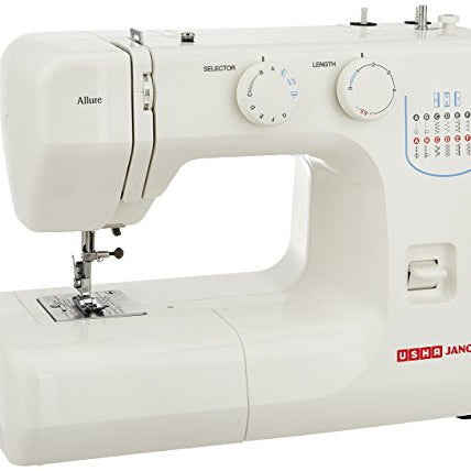 Usha Janome Allure Automatic Zig-Zag Electric Sewing Machine || 13 Built-In-Stitches || 21 Stitch Function (White) with complementary Sewing Lessons in Nine languages