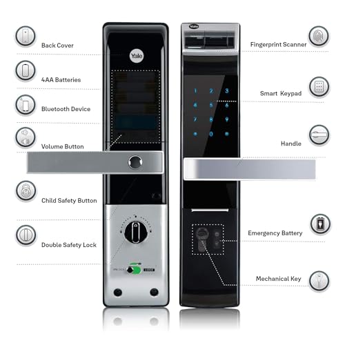 Yale YDM 4109 Smart Lock for Wooden Door Width 38mm to 80mm I 4 in 1 Access | Fingerprint | PIN | RFID | Mechanical Key | Universal Handle |Home Office | 1 Year Warranty | Black