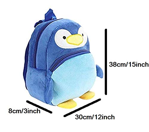 blue tree Soft Toy School Bag Backpack for Kids 3 to 5 Years, Girls, Boys, Best Birthday Gift for Kids/School Bag (Penguin (Blue))