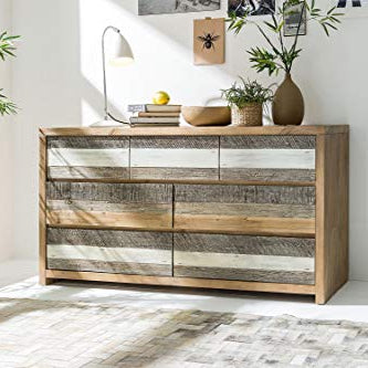 The Attic Mexico Side Board|Multipurpose Cabinet for Kitchen and Living Room Storage|Crockery Storage|Solid Wood Classy Side Cabinet|Distress Grey/White Matte Finish