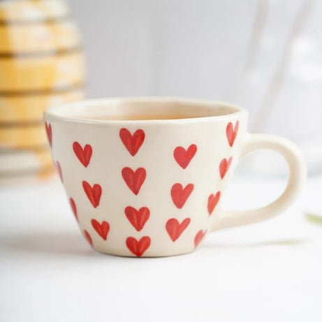 Ceramic Heart Cup Coffee Mug Handmade | Microwave Safe | Gifting Mugs (Heart Mug Single)