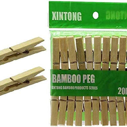 m/s vv Creations (Pack of 20) Bamboo peg Clips Wooden Clip for Photo Hanging Cloth Hanging Clip