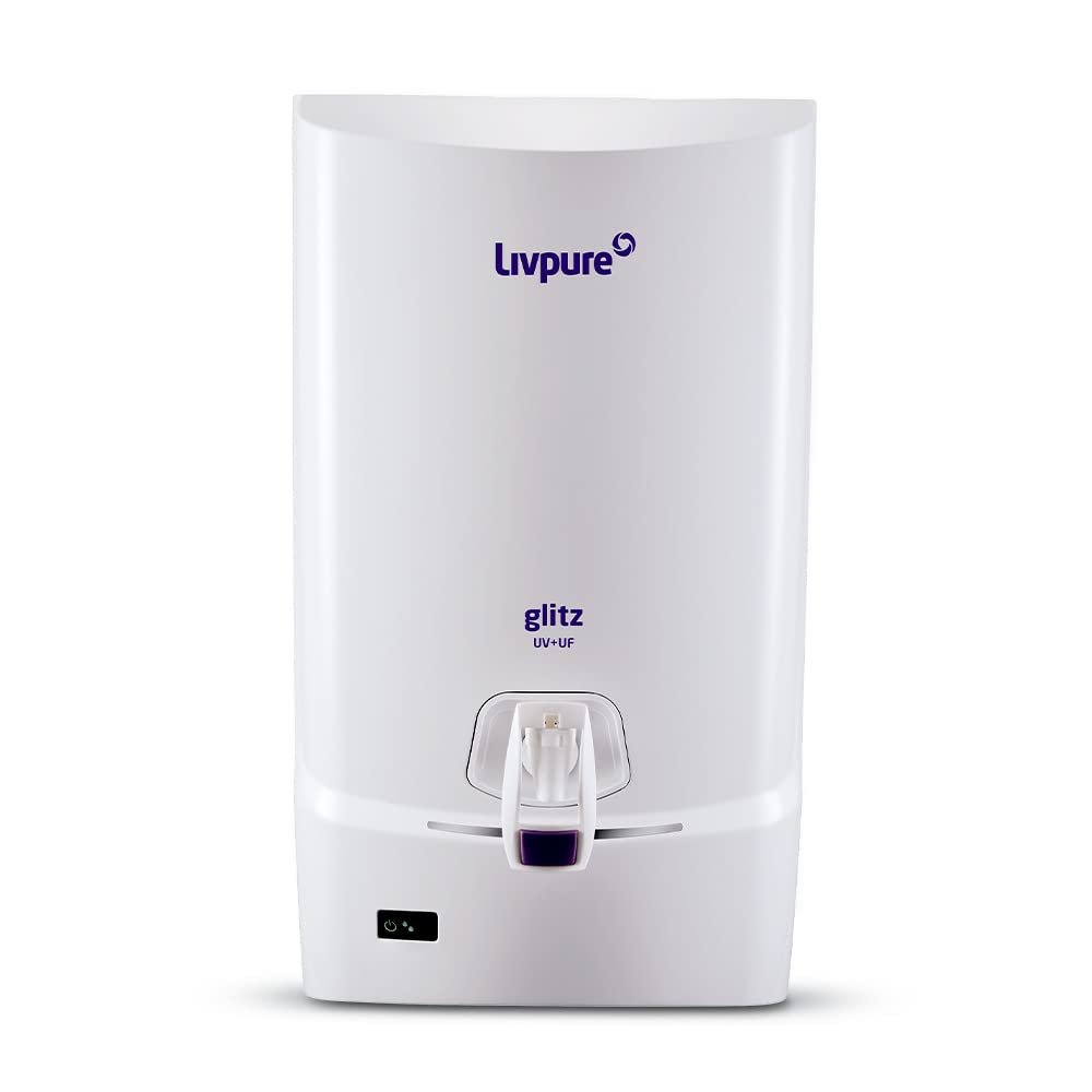 Livpure Glitz Pure UV+UF Water Purifier with 7 L tank capacity - Suitable for Municipal Water, TDS upto 250ppm (White) (Not Suitable for tanker or borewell water)