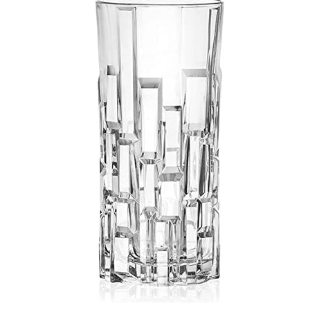 VILON Italian Premium Top Drink Pisa Water and Juice Glasses Set of 6, Drinking Stylish and Crystal Highball Glasses for Water, Juice and Cocktails | 300ML | TRANSPARENT