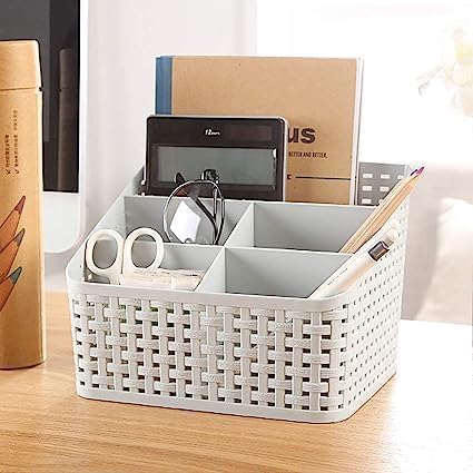 POPSHY 5 Section Multipurpose Desk Organizer Stationary Storage Stand Makeup Holder Basket For Home, Office, Dressing Room, Desk And Study Table (Multi-Color)