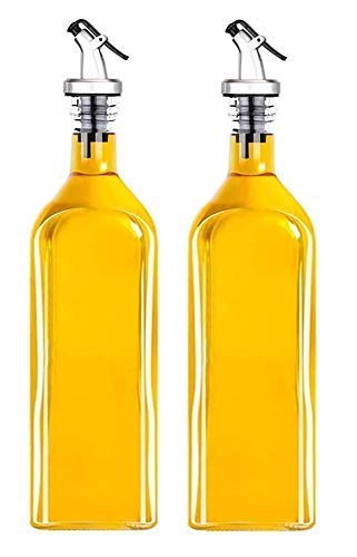 Avora Oil Dispenser for Kitchen 1 Litre Glass - Clear, 1000 ml, Pack of 2