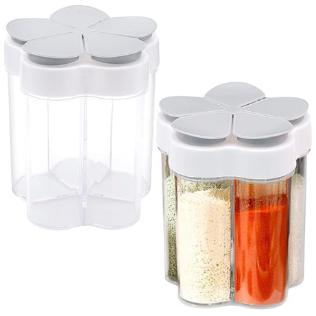 RIVOM 5 in 1 Spice Container Salt and Pepper Shaker Transparent Seasoning Shaker | Camping Seasoning Jars Travel Spice Containers | Condiment Bottle for Camping, Hiking, BBQ, Picnic | Spice Shaker