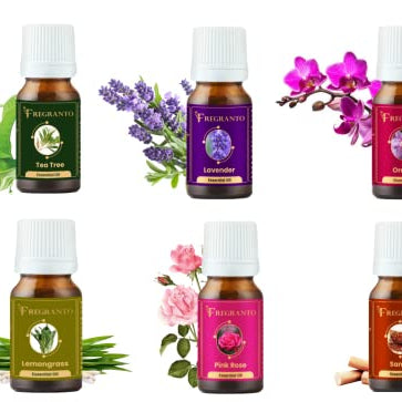 FREGRANTO Aroma Essential Oil Fragrance Oils For Diffusers, Home Care, Candle Making, Fragrance, Aromatherapy, Humidifiers (Lavender+Sandal+LemonGrass+TeaTree+PinkRose+Orchid, 10 ml)