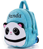 DZert Kids School Bag Soft Plush Backpacks Cartoon Boys Girls Baby (2-5 Years) (Panda Light Blue)