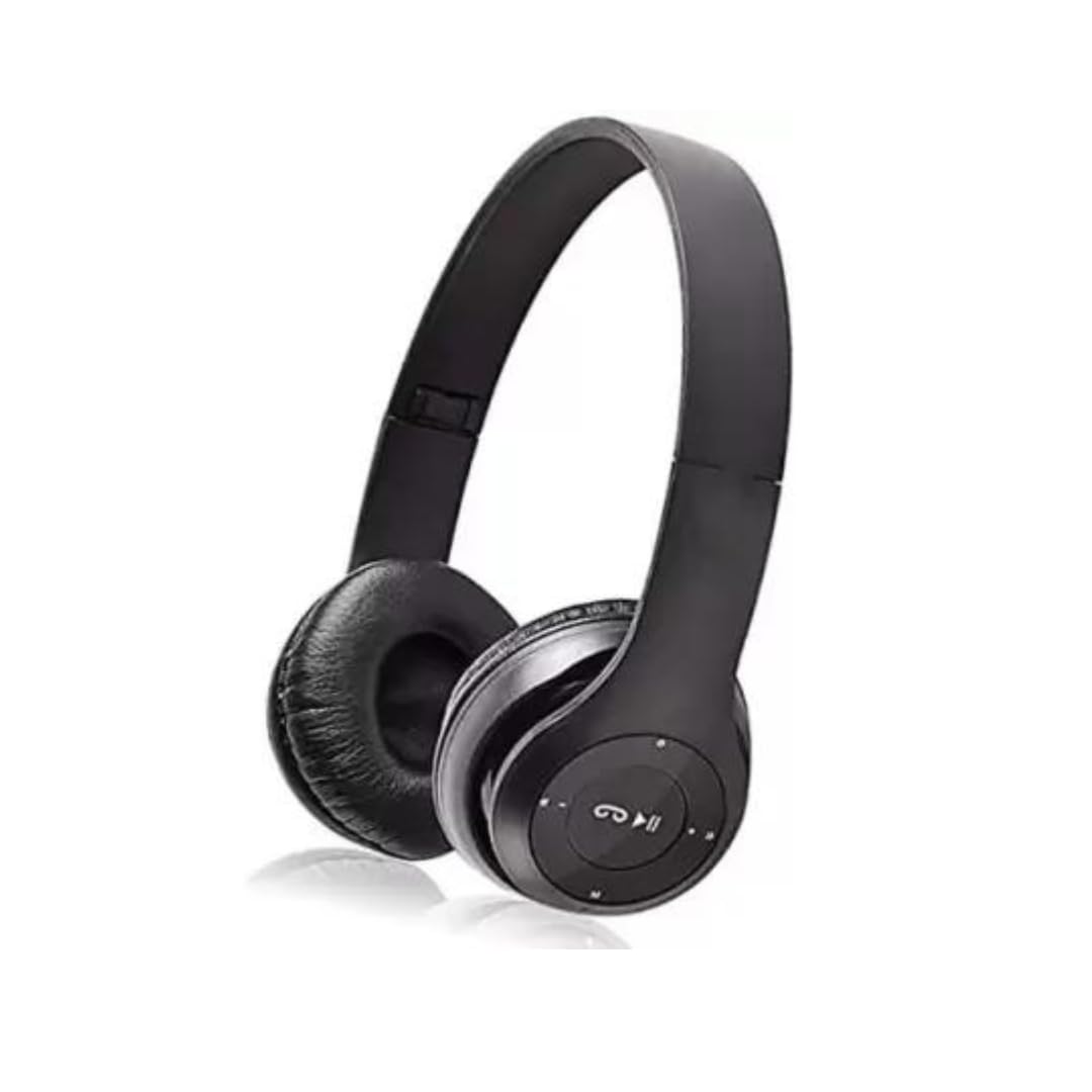 P47 wireless/Bluetooth Headphone with SD Card Slot Bluetooth Headset (Black)