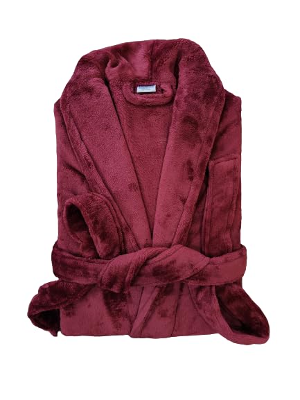 Cotton Bolls Textiles Luxury Plush Microfiber Bath Robe For Women & Men (XL, MAROON) Shawl Collar Style Bathrobe With Long Sleeves Super Soft Highly Absorbent Fabric