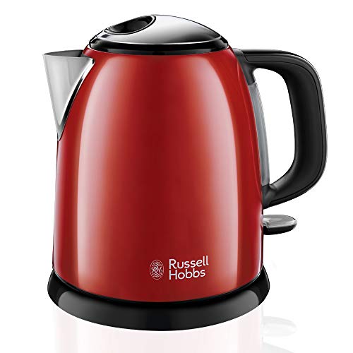 Russell Hobbs 1 L Colours Plus Mini Kettle | 2400W, Quick Boil Function, Removable Lime Filter, Perfect Pouring Spout, Travel Kettle | Flame Red (24992-70)