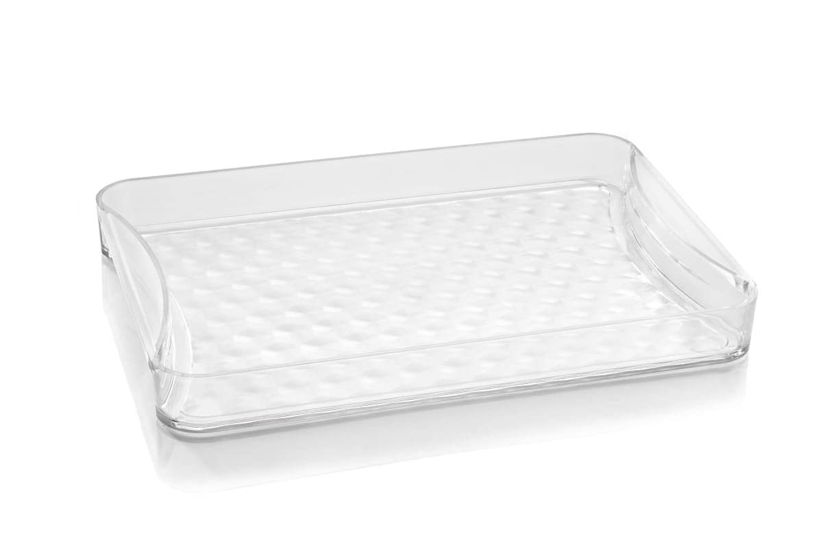 HAPPI Multipurpose Unbreakable Plastic Diamond Design Glass Serving Tray for Kitchen, Glass Tray for Glass Set, Kitchen Dining Serving Plate (10×7 Inch - Pack of 1)