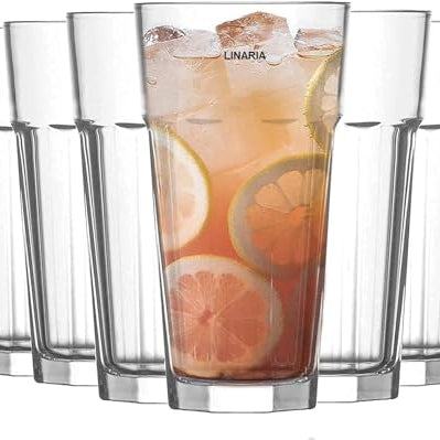 Glass Tumblers Set of 6 for Drinking Water, Cocktail, Juice, Milk Shake, Coke, Soda, Lassi,Transparent, 300 ml