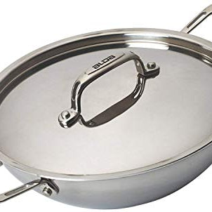 Alda Tri-Ply Stainless Steel Kadhai Wok Pan 32 Cm 6.3 Ltr with Lid