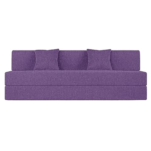 Aart Store Sofa Cum Bed Three Seater, Sofa Bed 6X6 Feet, Folding Sofa Cum Bed for Living Room & Bedroom & Office, Lightweight -Purple Color