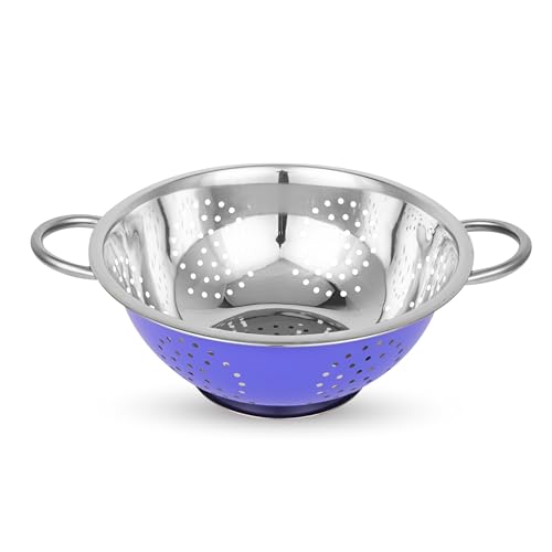 Fackelmann Stainless Steel Colored Deep Colander, 28 Cm - Durable Kitchen Accessories Items, Anti-Rust, Corrosion-Resistant for Washing Fruits and Vegetables, Kitchen Sink Strainer