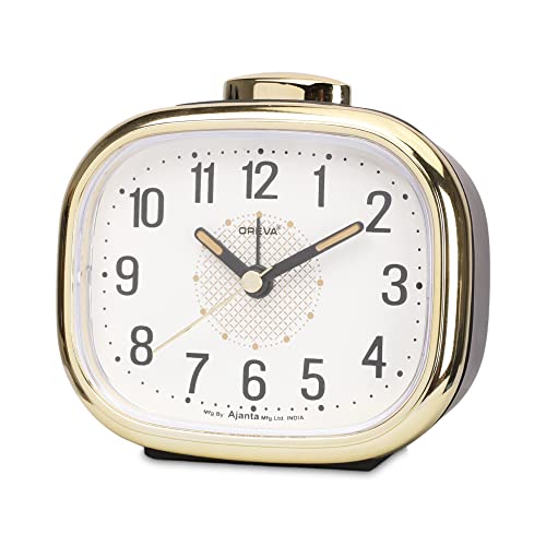 OREVA Bip Alarm Table Clock (Golden Black Color 10.7 cm x 3.7 cm x 6.3 cm, AA3017)