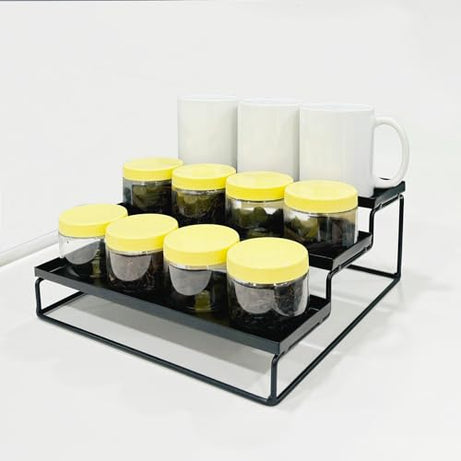 WonderStand 3-Tier Kitchen Countertop Spice Rack Container Utensil Holder Organizer (Black)