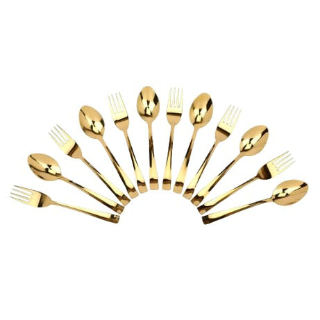 ROSTON Cutlery set 12 PCS stainless steel gold premium spoon set luxury dinning tabelware gift for house warming (12 PCS SPOON and FORK)