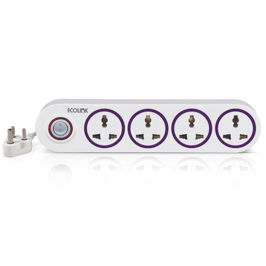 Ecolink Guardian Chief 4 Way Extension Board/Cord, Multi Socket Spike Guard 6A | Extension Board with LED Indicator | Cable Length: 1.5 Meter | Pack of 1