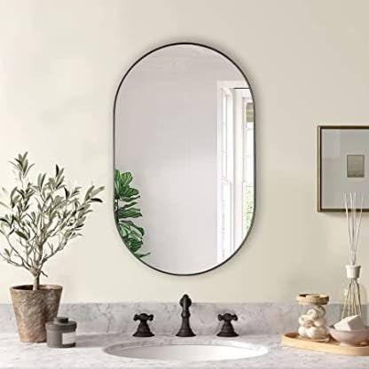 Mirror Master 12" inch by 18" inch Capsule Mirror. Perfect for Any Wall of Home. Bathroom Mirror (Semi Curved)