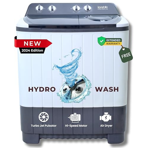 ionstar 7 KG 2024 Hydro Wash Semi Automatic Washing Machine | Magic Filter | Jet Pulsator | Air Dryer | Buzzer | Dark Grey | STAR70-DLX