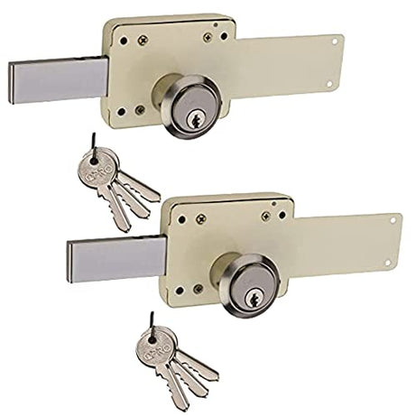 QPRO® Main Door Lock, Pin Cylindrical 6 Turn Inter Lock with 3 Keys, (Ivory Finish, Pack of 2 Pcs.) 6 Action - Inter Lock/Interlock for Main Door/Door Lock