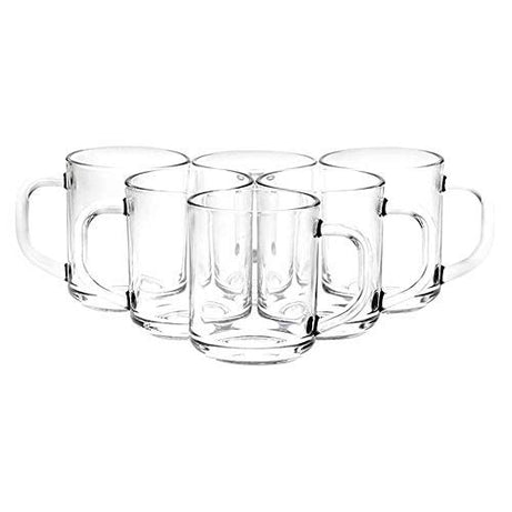 Yera Glass Mug with Handle-250ml Set of 6 Pieces Mug for Tea, Coffee, Cappuccino, Latte, iced Tea or hot and Cold Beverages | Perfect for Home & Restaurants