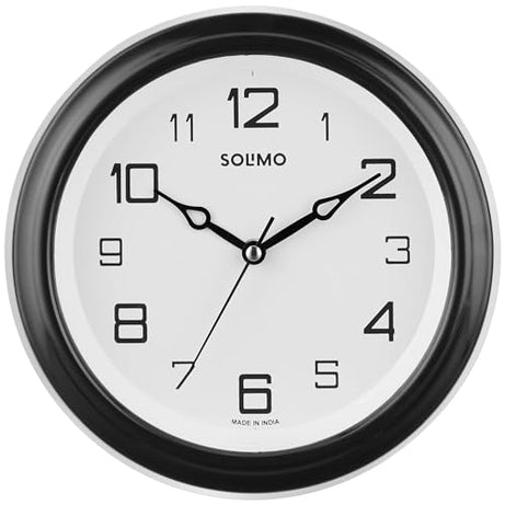 Amazon Brand - Solimo Abstract Wall Clock | Round | Plastic | 8 Inch | Black - Analog