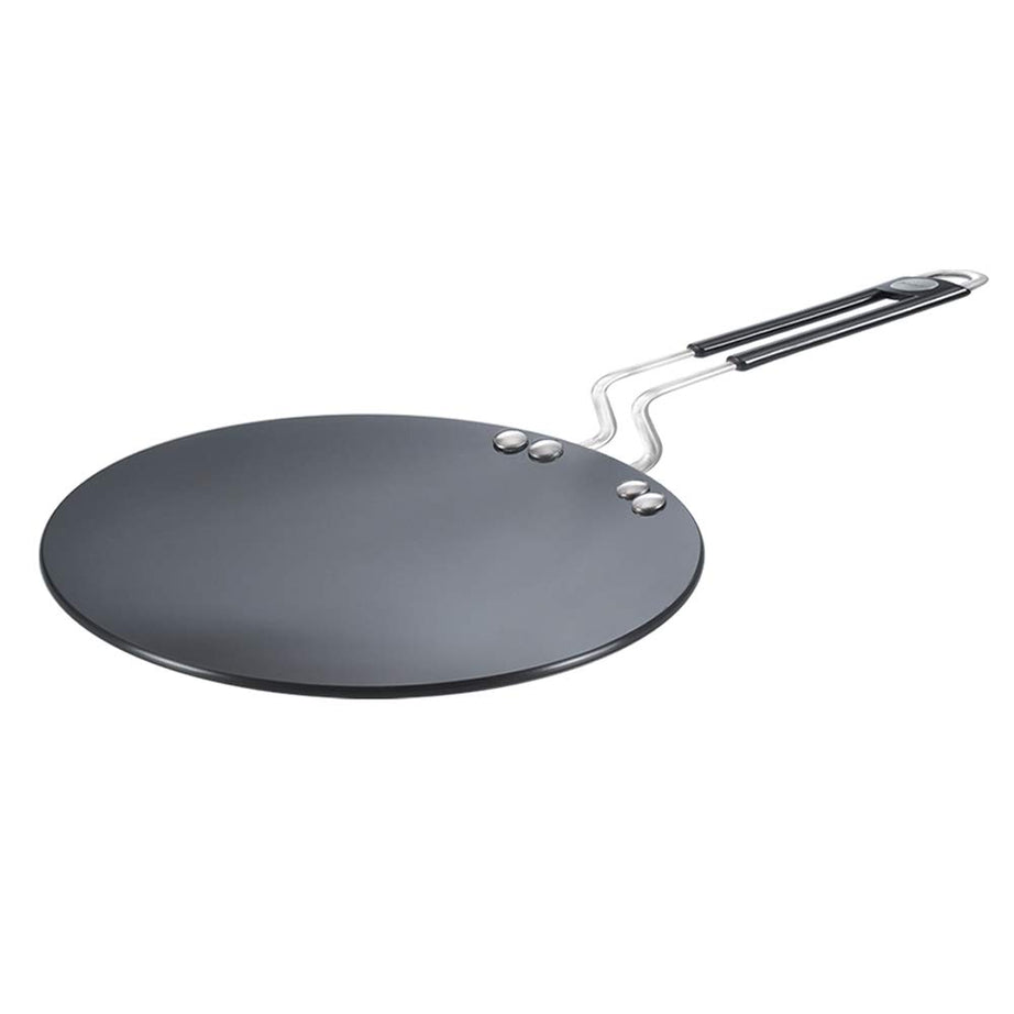 Prestige Hard Anodized Plus Roti/Chapati Tawa (Aluminium)|Wide Base with 26.5 cm|Perma Cool Handle|Gas & Induction Compatible|2 Years Warranty