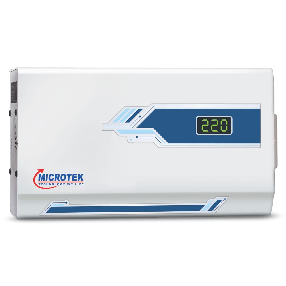 Microtek Pearl EM4130+ Digital Display Wall Mounted Automatic Voltage Stabilizer for AC up to 1.5 Ton Working Power 130V-300V with 3 Year Warranty