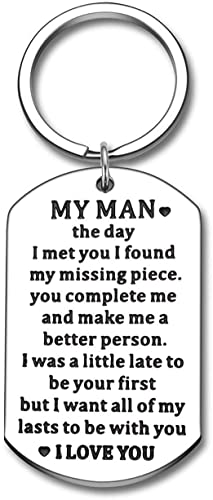 Customized Valentine Gifts Husband Keychain for Him Boyfriend Anniversary Birthday to My Man Couple Wedding Long Distance Relationship Stocking Stuffer Gifts for Hubby Fiance Groom Key Pendant Jewelry